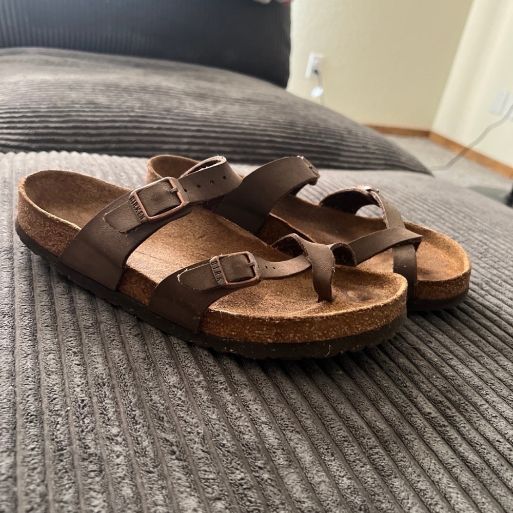 Birkenstock Brown Sandals with Two-Strap Design